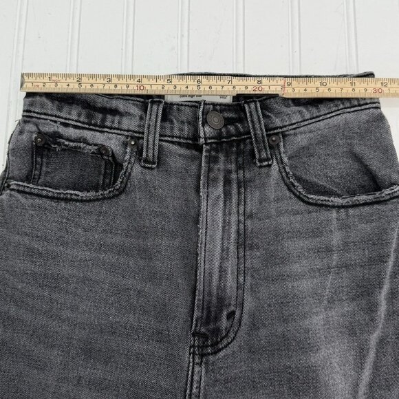 Abercrombie & Fitch The Ankle Straight Ultra High Rise Black Split Raw Hem Sz 25 - Picture 7 of 11